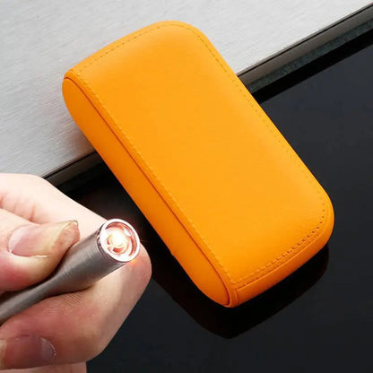 Leather Cigarette Case with Electronic Lighter